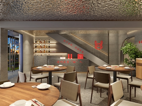  工业风海鲜餐厅3d模型 
