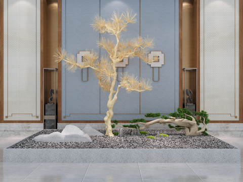  新中式枯山水园艺小品3d模型 