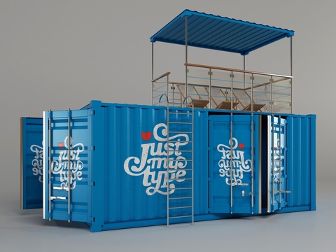  现代户外集装箱3d模型 