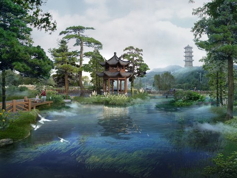  公园凉亭 休息亭 亭子psd 