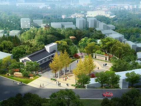  新中式乡村广场景观psd 