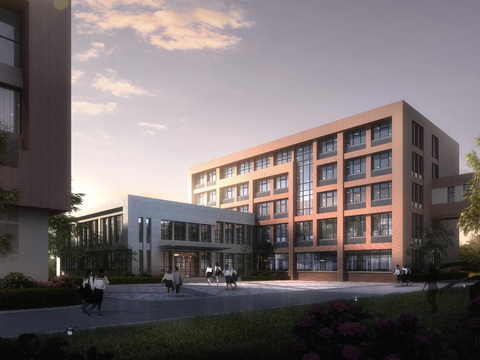  现代学校教学楼psd 