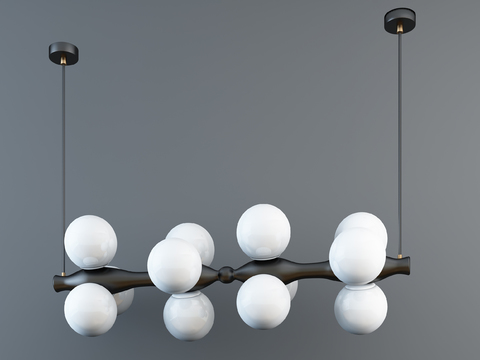 现代金属多头吊灯3d模型