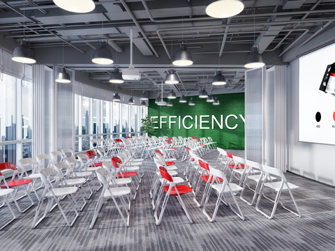  现代多媒体培训教室3d模型 