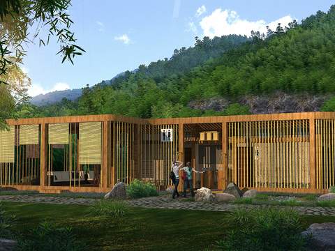  现代厕所古建外观psd 