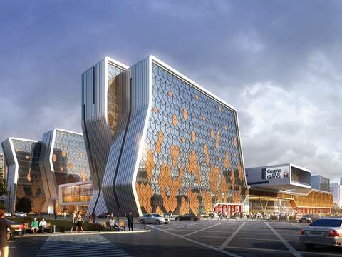  现代商业楼建筑外观psd 