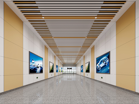  现代地铁地下室通道3d模型 