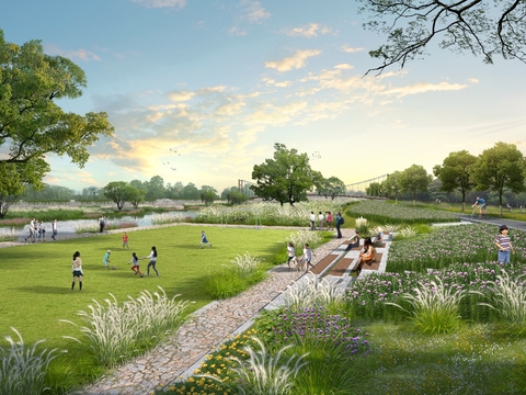  现代公园园林psd 