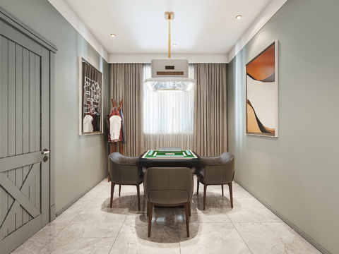  现代麻将室娱乐室3d模型 