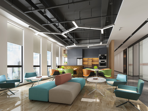  现代办公茶水间3d模型 