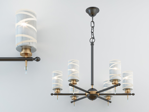 现代金属多头吊灯3d模型