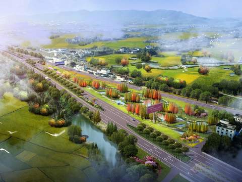  道路桥梁鸟瞰psd 