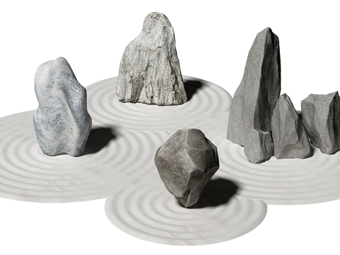  现代景观石头小品3d模型 