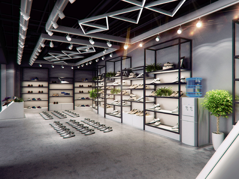  工业风鞋店3d模型 