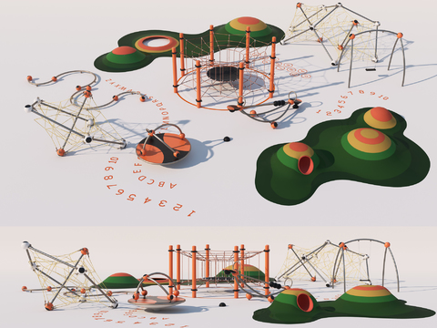  现代儿童游乐设施3d模型 