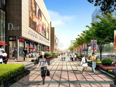  现代商业街步行街psd 