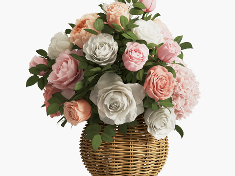 编织花篮 花卉 鲜花 插花3d模型