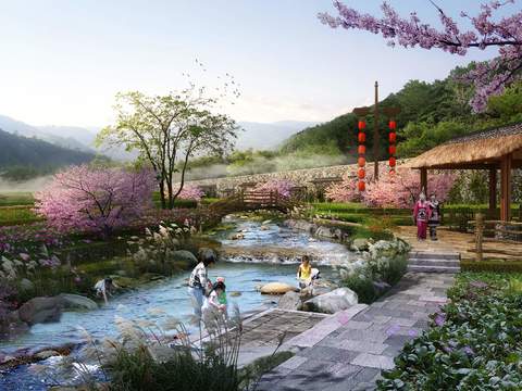  现代湿地园林景观psd 