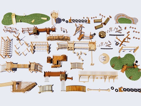  儿童滑梯 攀爬架 游乐设备3d模型 