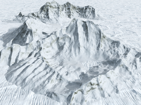  群山 山脉 雪山 山体3d模型 