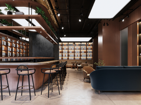  现代书吧3d模型 