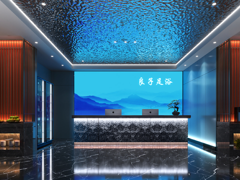  新中式足浴会所 沐足阁 水会3d模型 