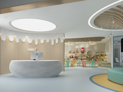  现代幼儿园早教中心3d模型 