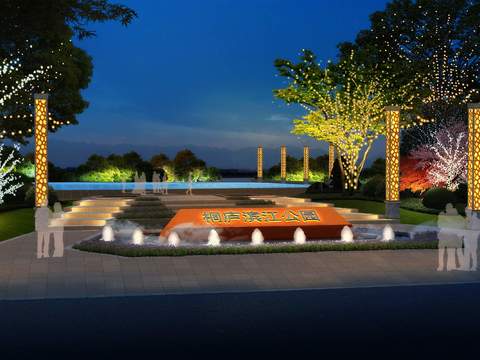  新中式园林景观psd 