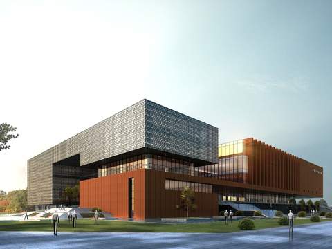  现代办公楼建筑外观psd 