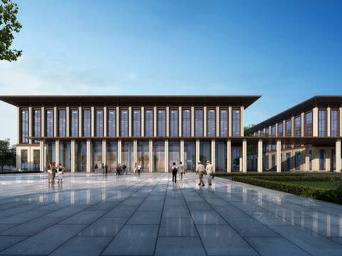  现代办公楼建筑外观psd 