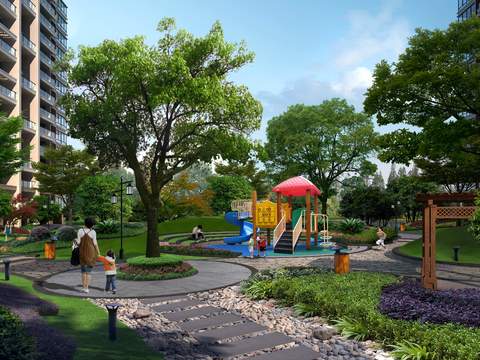  现代亲子公园滑滑梯psd 