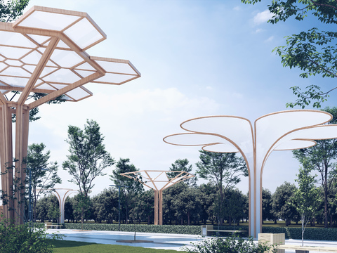  现代园林景观柱廊3d模型 