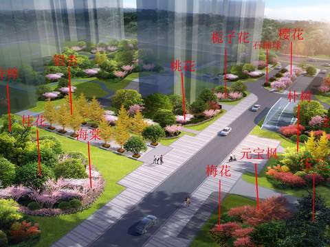  园林景观 花坛造景psd 