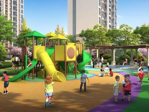  现代公园滑滑梯攀爬区psd 