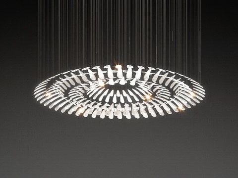  现代极简水晶羽毛吊灯3d模型下载 创意悬挂式灯饰 客厅卧室氛围装饰灯 