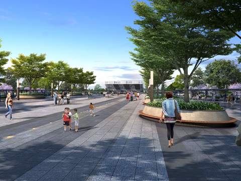  现代广场公园景观psd 