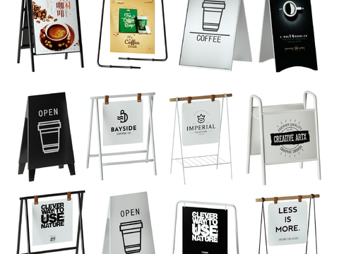  广告牌 菜单牌 咖啡牌 奶茶外摆3d模型 