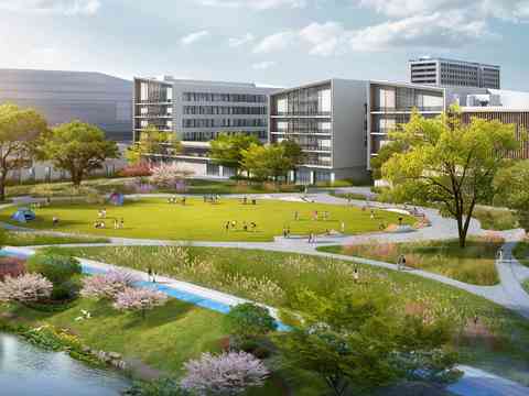  现代公园景观鸟瞰psd 