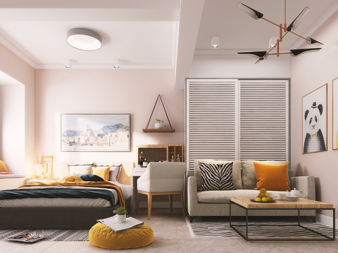  北欧单身公寓3d模型 