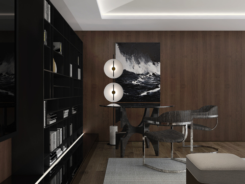  葛亚曦设计 现代圆形大理石休闲桌椅3d模型 