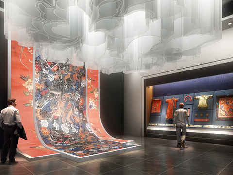  现代博物馆展厅3d模型 