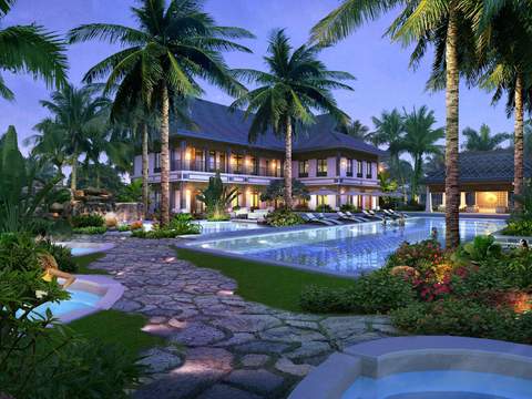  现代小区游泳池psd 