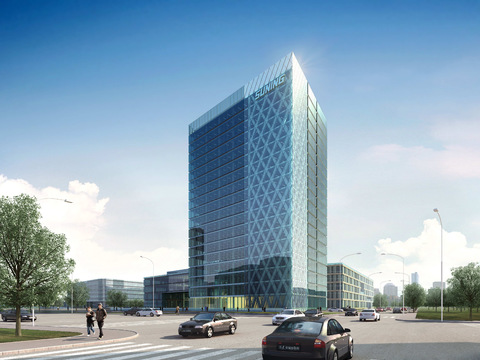  现代办公楼外观psd 