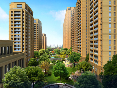  现代小区景观psd 