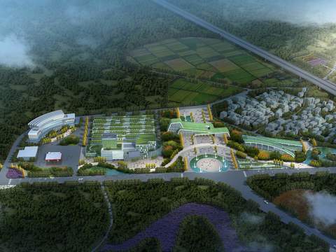  现代湿地园林鸟瞰psd 