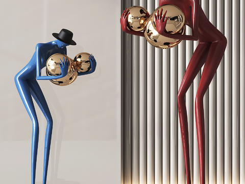  抽象雕塑 人物摆件3d模型 