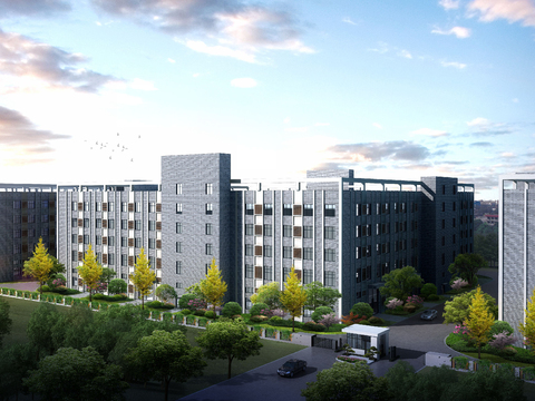  现代住宅楼外观psd 