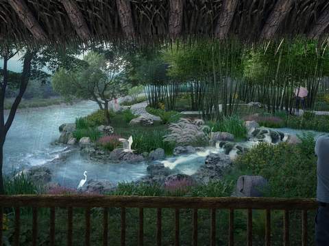  现代湿地公园园林psd 