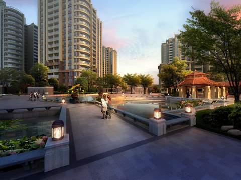  现代未来小区景观psd 