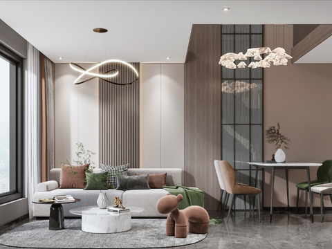  现代复式公寓客餐厅3d模型 